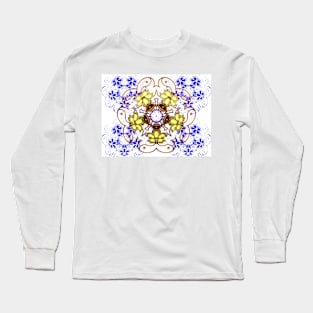 Eggs of the Owls on Blue and White Long Sleeve T-Shirt